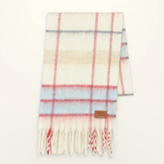 Zdjęcie produktu Szalik wełna tartan kość słoniowa i czerwień BIMBA Y LOLA czerwony