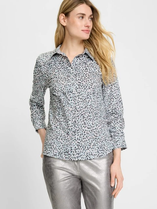 Zdjęcie produktu Szara bawełniana koszula damska w panterkę – Cosmic Chic Olsen