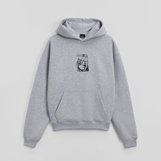 Zdjęcie produktu Szara bluza z kapturem z nadrukiem w stylu anime House