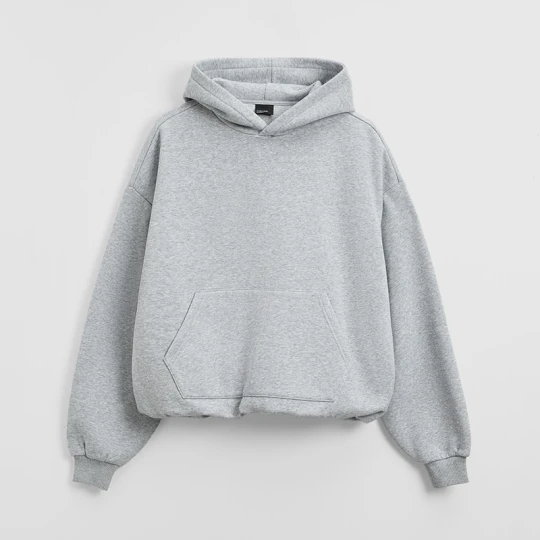 Zdjęcie produktu Szara gładka bluza bombka basic z kapturem House