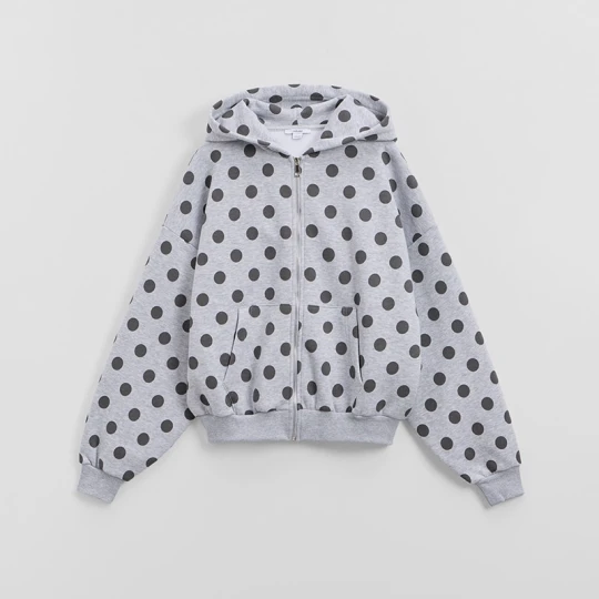 Zdjęcie produktu Szara rozpinana bluza w kropki House