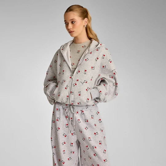Zdjęcie produktu Szara rozpinana bluza z nadrukiem I ❤︎ LA House