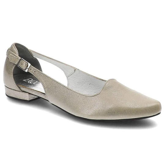 Zdjęcie produktu Baleriny damskie Exquisite, eleganckie ze skóry naturalnej, szare, 929