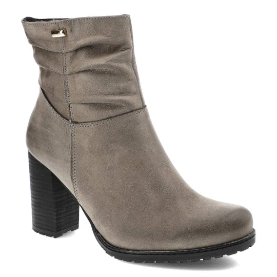 Zdjęcie produktu Botki damskie Karino, eleganckie na stabilnym klocku, szare, 1067-002-F