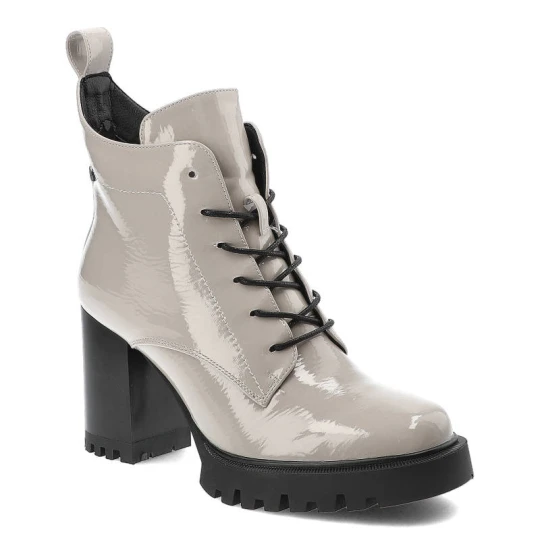 Zdjęcie produktu Szare Botki S.Barski Eleganckie Buty Na Obcasie