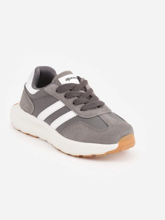 Zdjęcie produktu Szare Buty Sportowe Sneakersy z Zapięciem na Rzep ze Skórzaną Wkładką Myrietara Apawwa