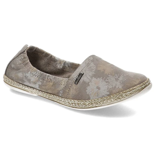 Zdjęcie produktu Espadryle damskie Lemar, wsuwane ze skóry naturalnej, szare, 10012