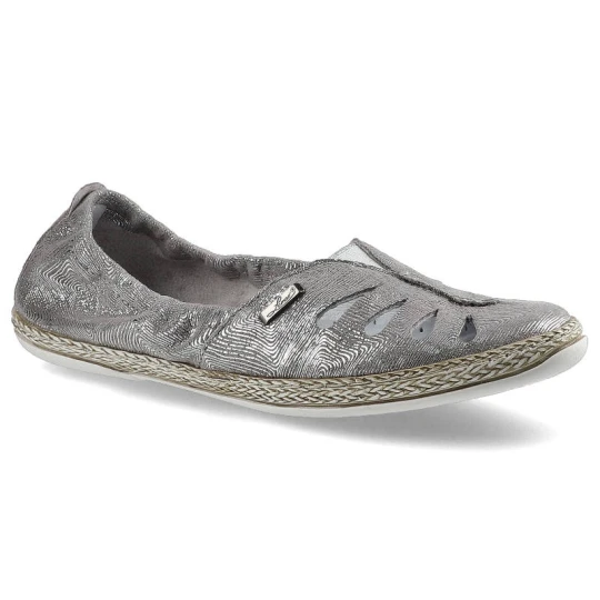 Zdjęcie produktu Espadryle damskie Lemar, wsuwaneażurowe na płaskiej podeszwie, szare, 10090