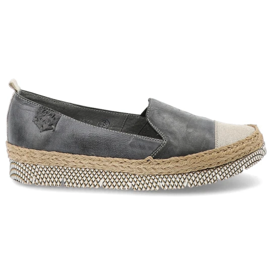 Zdjęcie produktu Espadryle damskie Maciejka, skóra licowa wsuwane z gumowym ściągaczem, ciemnopopielate, 03578-20-00-5 niebieski