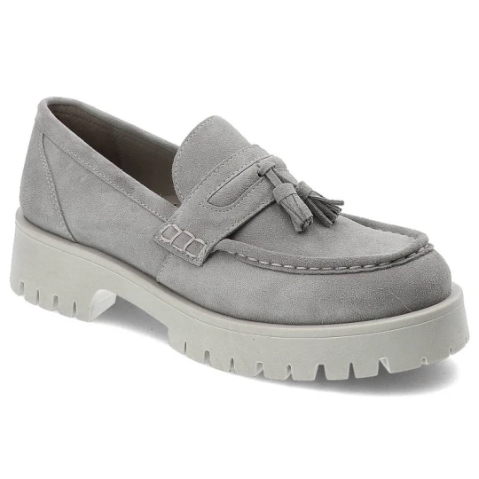 Zdjęcie produktu Szare Mokasyny Nessi Damskie Modne Buty