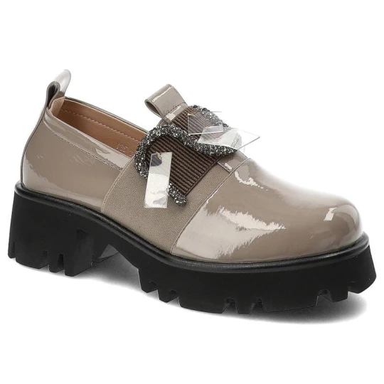 Zdjęcie produktu Szare Półbuty S.Barski Wygodne Buty Damskie