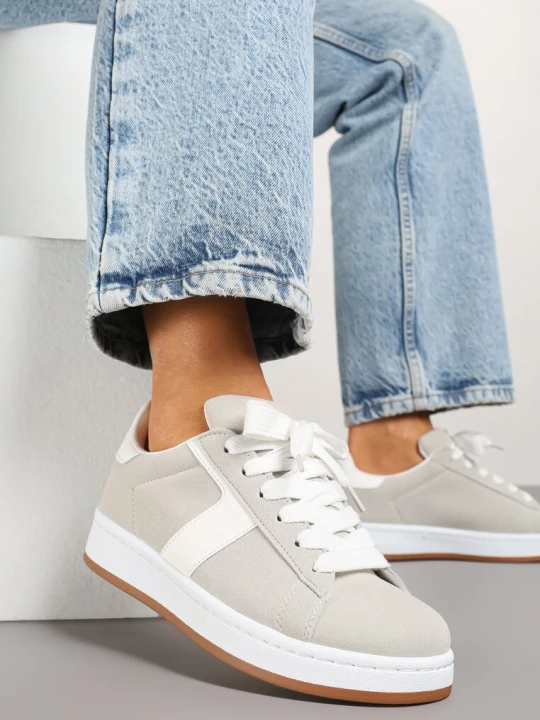 Zdjęcie produktu Szare Sneakersy Ozdobione Paskiem Zrulla Bellucci