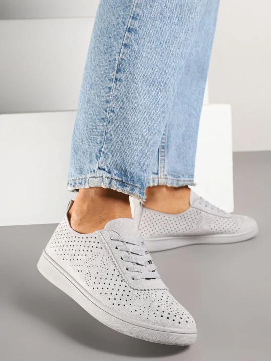 Zdjęcie produktu Szare Sneakersy z Ażurowymi Wycięciami Telanoria Gogo Gogo