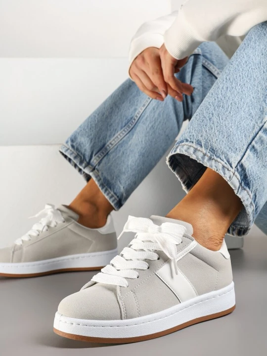 Zdjęcie produktu Szare Sneakersy z Geometrycznym Motywem Taniffia Bellucci