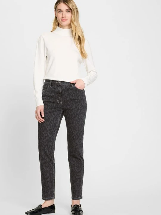 Zdjęcie produktu Szare spodnie damskie Mona Slim w panterkę – Cosmic Chic Olsen