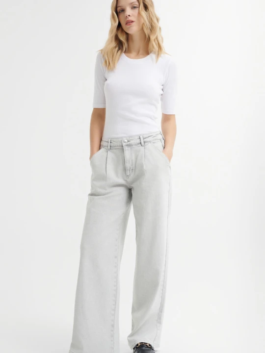 Zdjęcie produktu Szare spodnie jeansowe wide leg Greenpoint