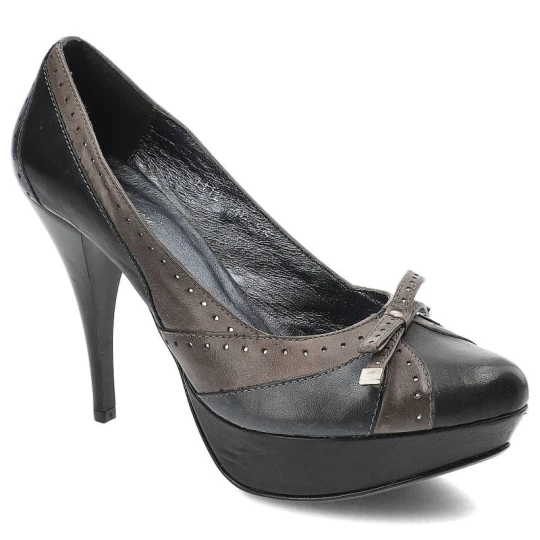 Zdjęcie produktu Szare Szpilki Baldaccini Eleganckie Skórzane Buty