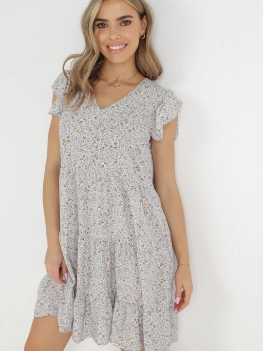 Zdjęcie produktu Szaro-Fioletowa Sukienka Orinilla R&f Fashion