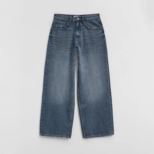 Zdjęcie produktu Szaro-granatowe jeansy baggy fit mid waist House