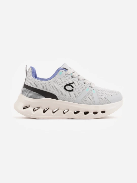 Zdjęcie produktu Szaro-Niebieskie Buty Sportowe Sneakersy z Tłoczoną Cholewką i Szerokim Noskiem Kateni