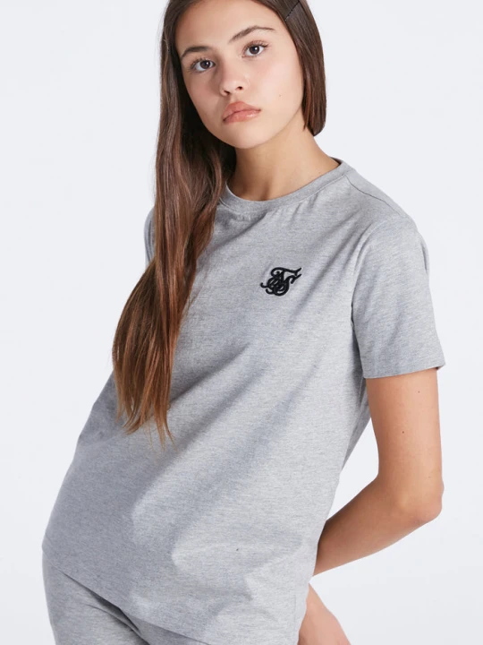 Zdjęcie produktu Szary boyfriend t-shirt dziewczęcy SikSilk