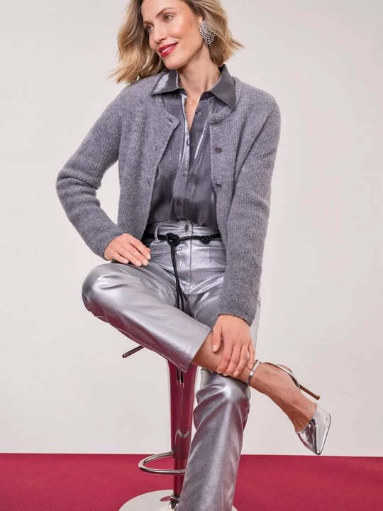 Zdjęcie produktu Szary kardigan damski Henny z wełną - Designer Choice Olsen