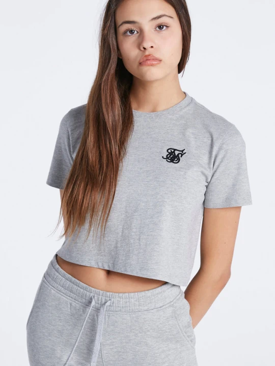 Zdjęcie produktu Szary krótki t-shirt dziewczęcy SikSilk 9-10 YRS