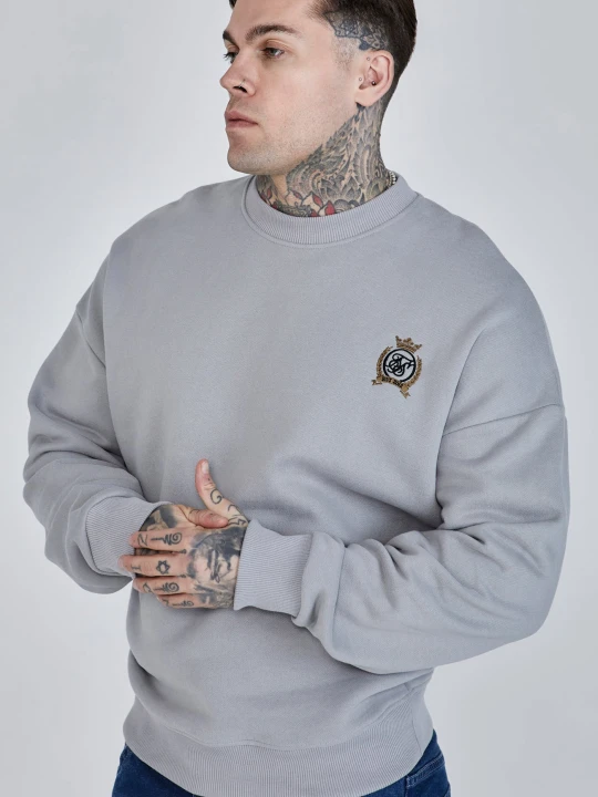 Zdjęcie produktu Szary męski oversize sweter SikSilk