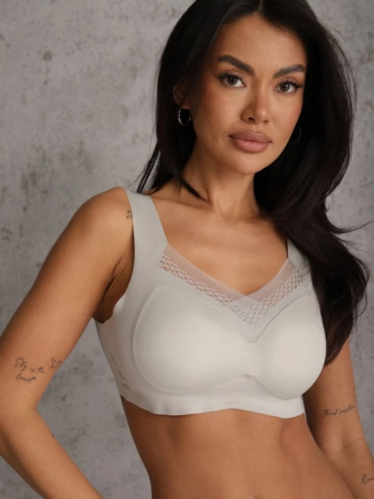 Zdjęcie produktu Szary Sportowy Biustonosz z Usztywnieniem Ozdobiony Siateczkową Wstawką Edalissa Love Magnolia