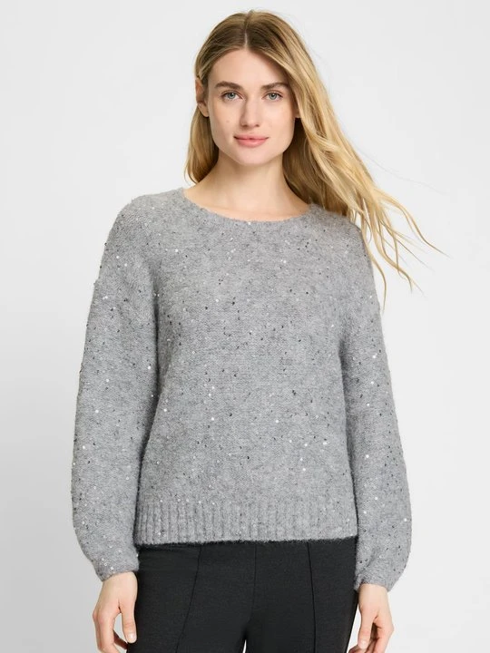 Zdjęcie produktu Szary sweter damski Cora z cekinami – Cosmic Chic Olsen