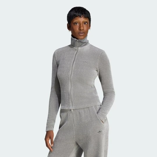 Zdjęcie produktu SZENILOWY KARDIGAN DRESOWY NA SUWAK PREM ESS Adidas Grey Three