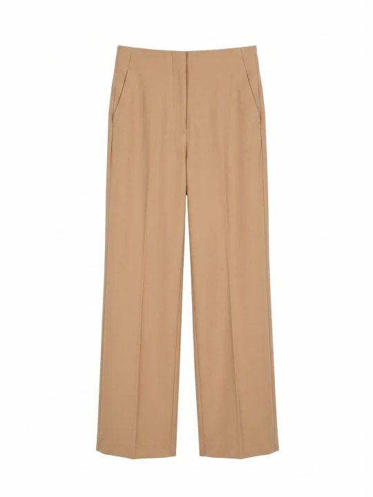 Zdjęcie produktu Szerokie beżowe spodnie damskie z wełny dziewiczej Grace Beige LAÏF