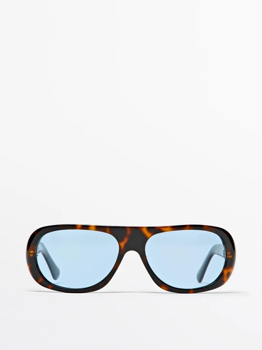 Zdjęcie produktu Szerokie Okulary Przeciwsłoneczne Z Efektem Rogowym - Niebieski - Massimo Dutti - Female