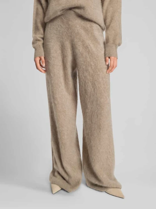 Zdjęcie produktu Szerokie spodnie o kroju oversized z kaszmiru model ‘FIBURA’ Boss Beżowy
