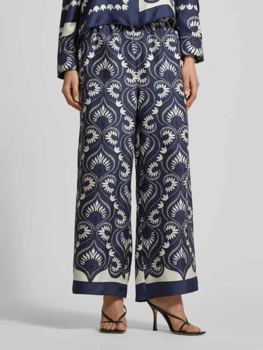 Zdjęcie produktu Krój loose fit Szerokość Spodnie z czystej Jedwab Model 'DOTTICO' Weekend Max Mara Granatowy
