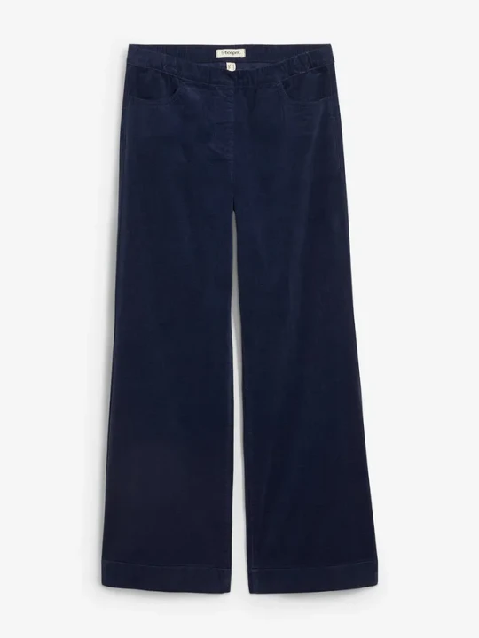 Zdjęcie produktu Szerokie spodnie sztruksowe, high waist, z mieszanki bawełny BonPrix niebieski