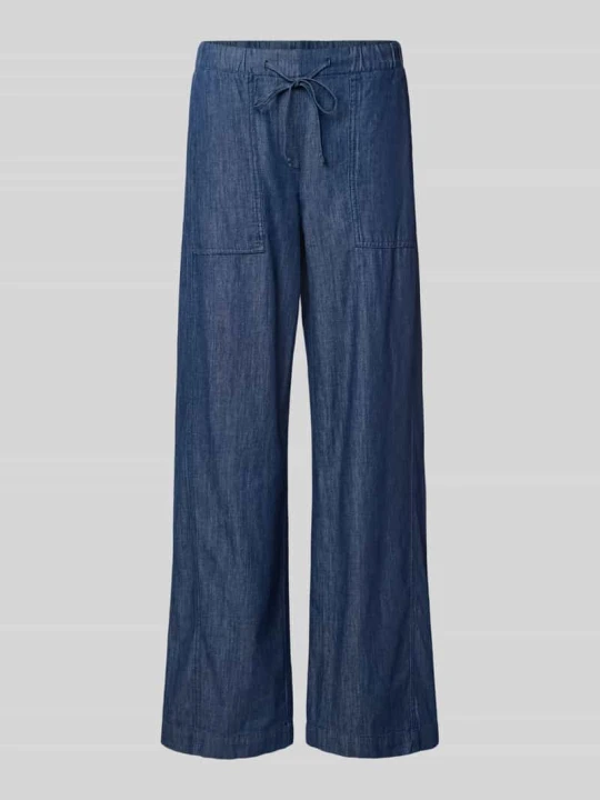 Zdjęcie produktu Szerokie spodnie z czystej bawełny model 'Melane line' Opus Jeansowy niebieski