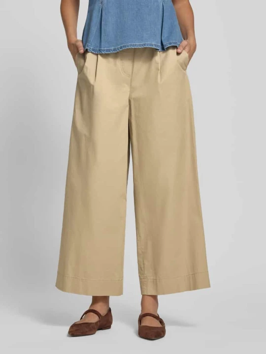 Zdjęcie produktu Szerokie spodnie z czystej bawełny Weekend Max Mara Beżowy