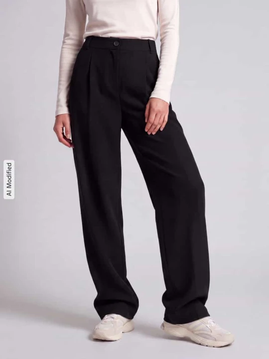 Zdjęcie produktu Szerokie spodnie z dodatkiem wiskozy model 'STELLA' Vero Moda Czarny