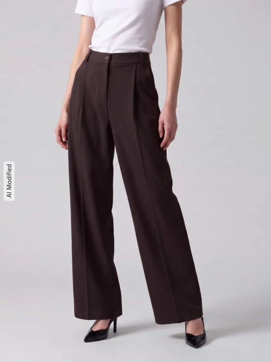 Zdjęcie produktu Szerokie spodnie z dodatkiem wiskozy model 'STELLA' Vero Moda Czekoladowy