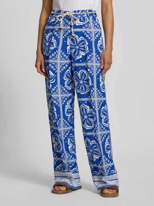 Zdjęcie produktu Szerokie spodnie z mieszanka lnu Tom Tailor Królewski niebieski