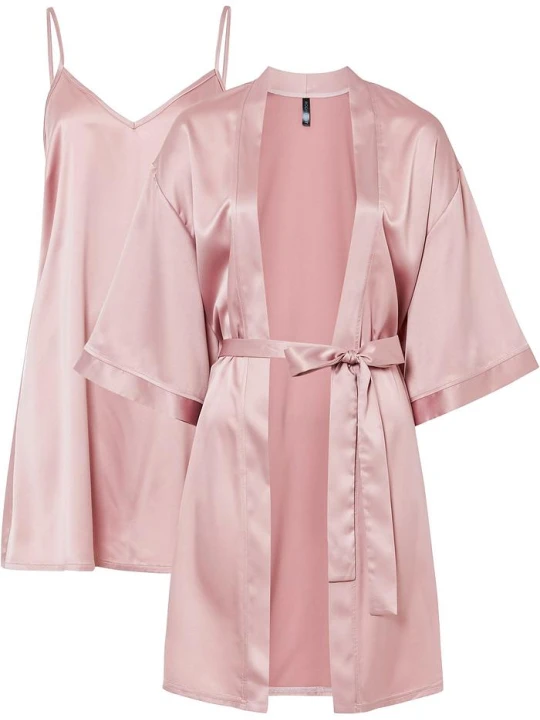 Zdjęcie produktu Szlafrok kimono + koszulka nocna (kompl. 2-częściowy) BonPrix różowy
