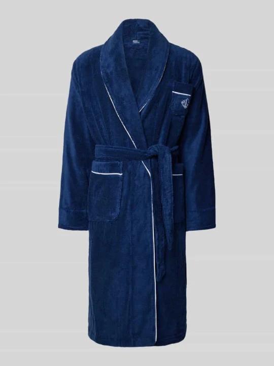 Zdjęcie produktu Szlafrok z kołnierzem z połami Polo Ralph Lauren Ciemnoniebieski