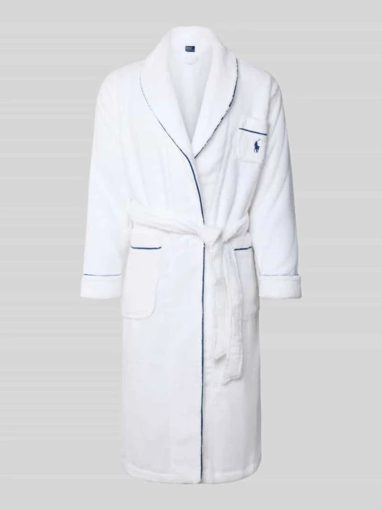 Zdjęcie produktu Szlafrok z kołnierzem z połami Polo Ralph Lauren Złamany biały