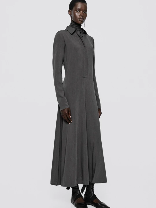 Zdjęcie produktu Szmizjerka Z Mieszanki Wełny - Limited Edition - Szary - 34 (Xs) - Massimo Dutti - Female