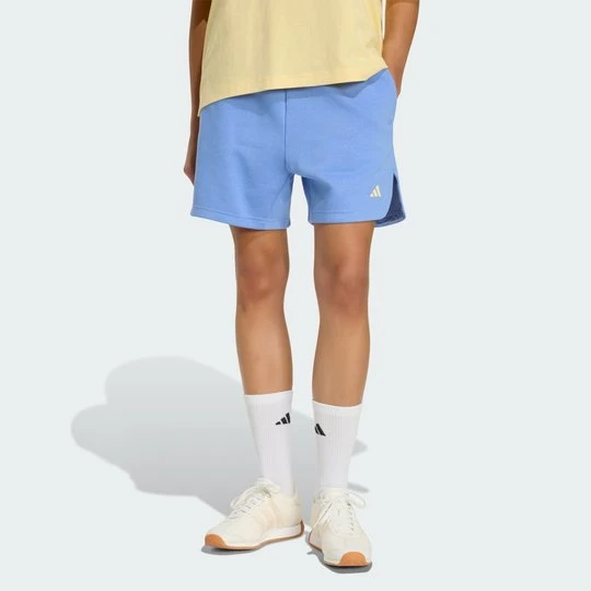 Zdjęcie produktu Szorty 3 Stripes Studio Fleece Loose Adidas Blue Fusion