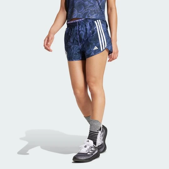 Zdjęcie produktu Szorty AEROREADY z nadrukiem Own the Run Excite na całej powierzchni Adidas Semi Cobalt Blue