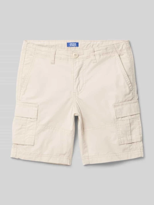 Zdjęcie produktu Szorty cargo o kroju regular fit z naszywką z logo model ‘BOWIE’ Jack&Jones Écru