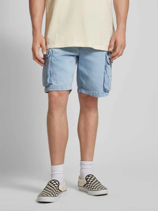 Zdjęcie produktu Szorty cargo o kroju regular fit z wyhaftowanym logo Karl Kani Jeansowy niebieski