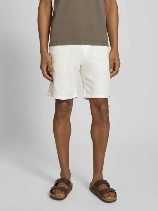 Zdjęcie produktu Szorty chino o kroju regular fit z mieszanki bawełny i lnu model 'BRODY' Selected Homme Biały